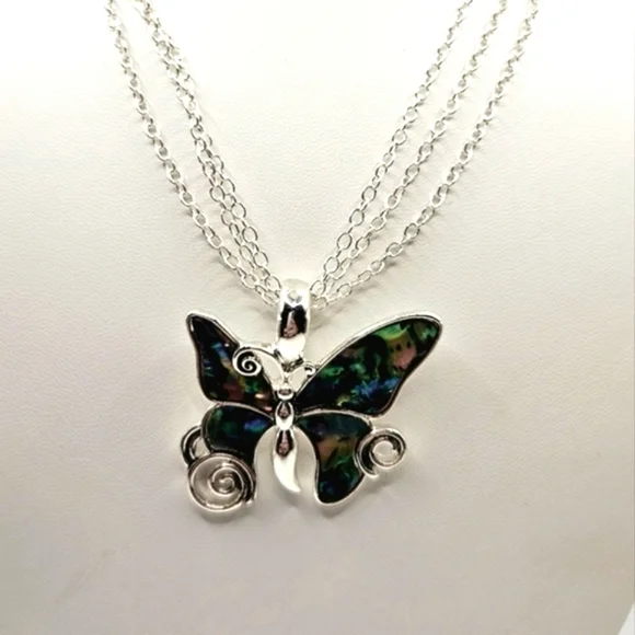 ABALONE Butterfly Necklace - Picture 2 of 4